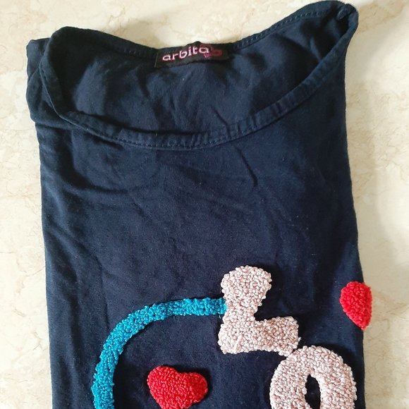Arbita love cotton shortsleeve tee Navy Blue Small - Picture 5 of 5
